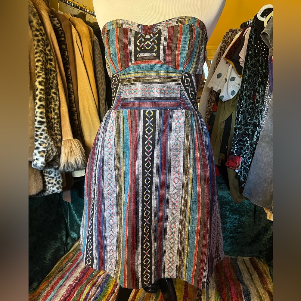 Boho strapless multicolor dress